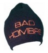 HOMBRE Embroidered Beanie FLEECE Embroidery - "Black W/ ""Bright Orange"" Embroidery" - C312N30SZ1J