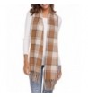 Women's Long Shawl Big Grid Winter Warm Lattice Large Scarf - Plaid Rice Coffee - CT185QQHWU7