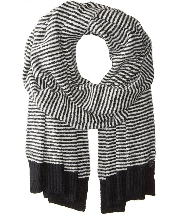 Echo Women's Soft Stretch Knit Mini Stripe Winter Scarf - Black - CR1827RZ0UU