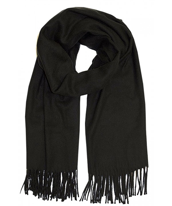 Vera Womens Scarf Cashmere Feel Made In Italy - Black - CC188477Y0Z