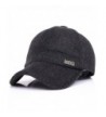 YAKER Men's Winter Warm Woolen Peaked Baseball Cap Hat With Earmuffs Metal Buckle - A Black - CJ12NA26HSL