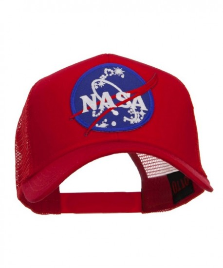 Lunar Landing NASA Patched Mesh Back Cap - Red - CC11ND5BJDX