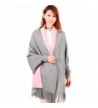 Women's Stylish Warm Blanket Wrap Shawl with Sleeves Scarf Neck Stole Pashmina Reversible Poncho Coat Grey/Pink - CN187ZRDAH6