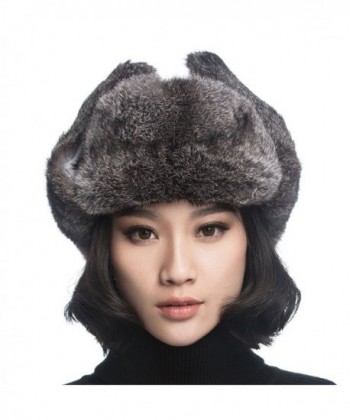 URSFUR Unisex Aviator Winter Trooper - Silver Grey With Grey Rabbit Fur - CS120I2NZET