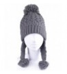 Women Winter Hat With Ear Flaps Cable Knit Ski Cap Pompom Earflap Beanie Hats - Gray - C8186R5SK95