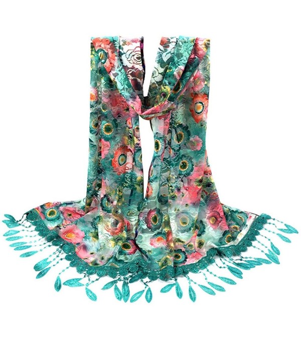 Rumas Fashion Women Long Wrap scarf Tassel Shawl Lace Scarf Scarves - Green - C112MOCUXBJ