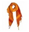 Peach Couture 100% Cottton Chic Striped Long Pashmina Feel Shimmer Shawl Scarves - Red/ Orange - CU11HVP44MT