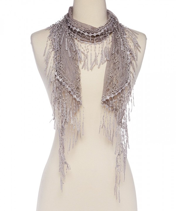 Fashion Women Elegant Lightweight Sparkle Fringe Scarf Wrap - Grey - CS12NZDXFHJ