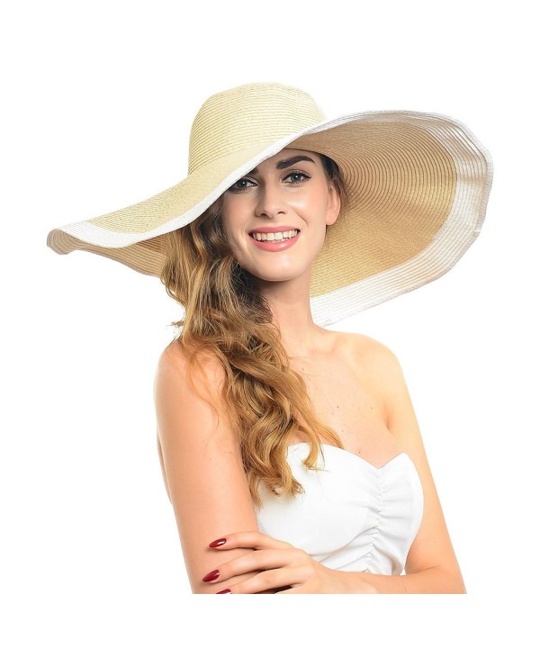 Women Large Wide Brim Straw Beach Outdoor Hat 6.7 Inch W018 (3 Colors ...