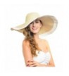 Women Large Wide Brim Straw Beach Outdoor Hat 6.7 Inch W018 (3 Colors) - Beige - CJ11Y1MC8DH