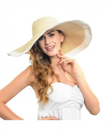 Women Large Wide Brim Straw Beach Outdoor Hat 6.7 Inch W018 (3 Colors ...