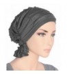 Turban Plus The Abbey Cap in Ruffle Fabric Chemo Caps Cancer Hats for Women - 03- Ruffle Charcoal Gray - CF11CYVM5J9