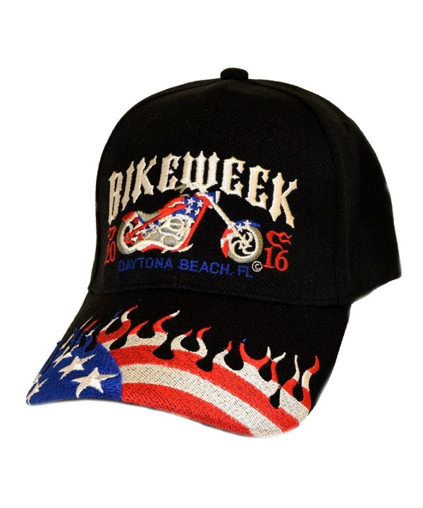 75th Annual Daytona Beach Bike Week 2016 Motorcycle Cap Red- White- & Blue Flame - CV113E1DPS3