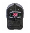 Embroidered Camping Hair Don't Care Vintage Style Grey Trucker Cap Hat - Hot Pink Camper - CH183720M0O