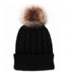 Toppers Women Winter Warm Knitted Faux Fur Pom Pom Beanie Hat - Black - CR186YL06ET