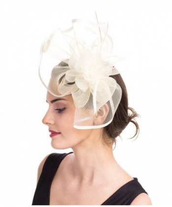 SAFERIN Fascinator Feather Hairband Ta5 Beige