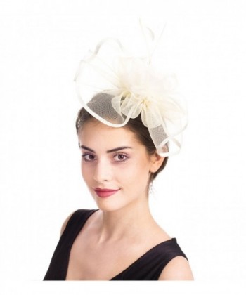 SAFERIN Fascinator Feather Hairband Ta5 Beige in Women's Sun Hats