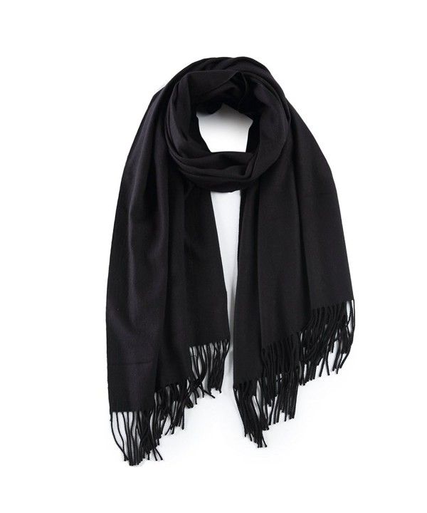 Cashmere Poncho Blanket Scarfs Fringe - Black - CC188GOA4AL