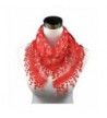 Iusun Soft Lace Tassel Sheer Burntout Floral Print Scarf Shawl Triangle Mantilla Wrap - Red - CC12N4Q1T5W