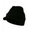 Cuff Knitted Beanie with Visor Bill - Black - CY110A3W6H3