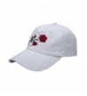 Unisex Rose Embroidered Adjustable Strapback Dad Hat Baseball Cap - White - C0186Q4L9IE