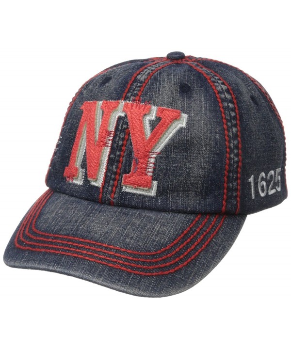 New York 1625 Vintage Baseball Cap (25 Styles Available) - Red Stitch/ Denim - CL129HS1BE1