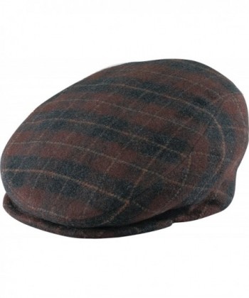 Henschel Italian Wool Blend Plaid Ivy League Driver Cap with Satin Lining - Brown Plaid - CG11B6UB5ZJ