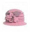 JESSE &middot RENA Lady 100% Wool Floral Bucket Cloche Bowler Hat Felt Dress Hat XC020 - Pink - CL12MXADFVU