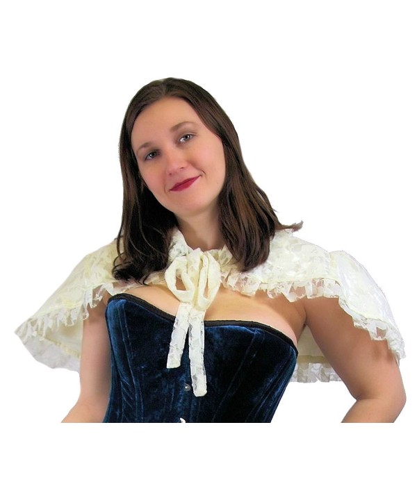 Burleska Women's Amy Steampunk Bolero Shrug - Cream Satin Lace - CE11TV6Y6MT