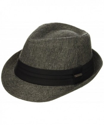 Van Heusen Men's Fedora Hat W/Pleated Headband and Metal Logo Plate - Charcoal - CQ184X0MH9Y