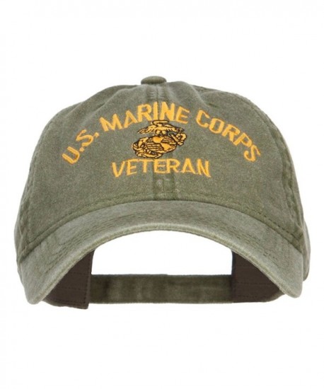 E4hats US Marine Corps Veteran Military Embroidered Washed Cap - Olive - CH17XX635GD