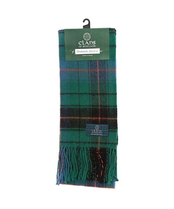 Clans Of Scotland Pure New Wool Scottish Tartan Scarf Davidson Ancient (One Size) - CJ123H4EF6R