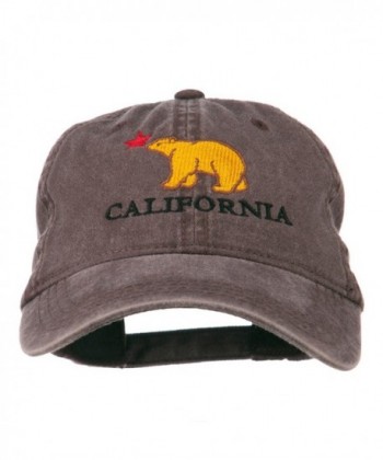 California Bear Embroidered Washed Cap