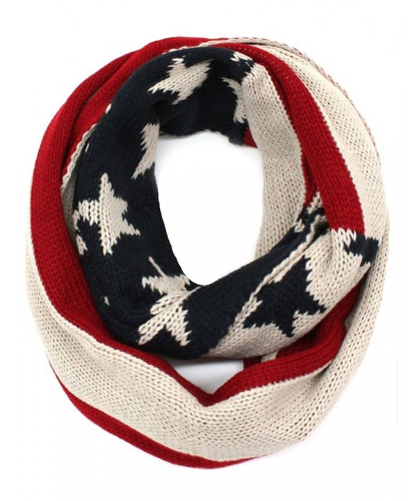 American US Flag Stirpes Stars Knitted Infinity Loop Circle Scarf - CN11GLJFVY1