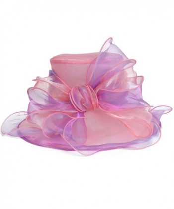 Women's Church Derby Kentucky Wide Brim Sun Hat S039 - Light Pink with Light Purple - CD12BG29PE9