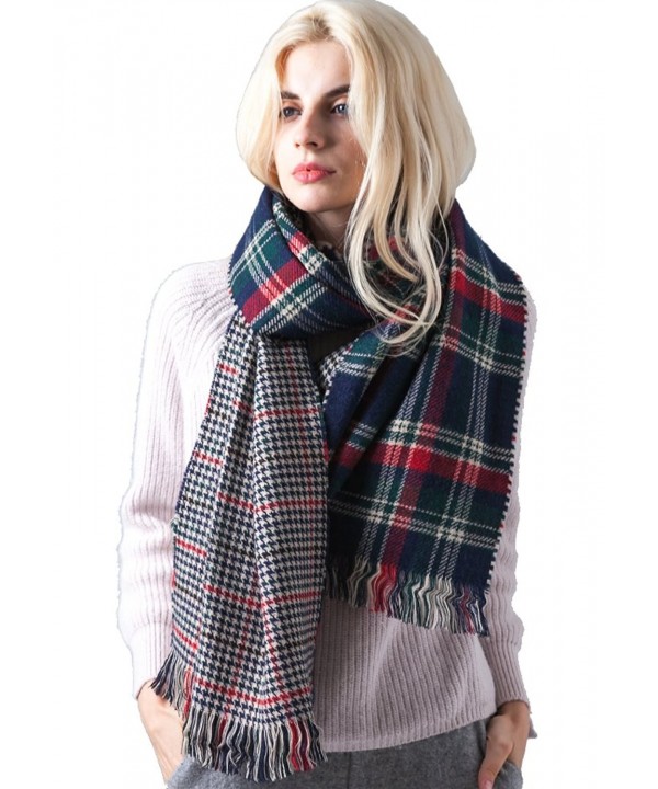 MissShorthair Fashion Unisex Winter Tartan Blanket Scarf Oversized Shawl - 37 Dark Blue&green - C2188XZMU7X