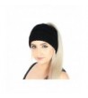 Winter Cable Knit Ponytail Beanie Hat- Stretchy Messy Bun Knitted Skull Cap - Black - C0186GOEHYZ