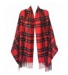 Women Oversized Scottish Clan Tartan Plaid Cashmere Feel Shawl Wrap Winter Scarf - Red Tartan - CD187IENQQ3