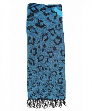 Turquoise Colored Pashmina Shawl w/Black Abstract Accents - CO189KOE375