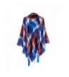 Women's Cozy Tartan Scarf Wrap Shawl Neck Stole Warm Plaid Checked Pashmina - Blue/Orange - C4186GUD6WX