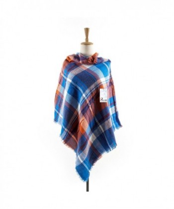 Womens Tartan Checked Pashmina Orange