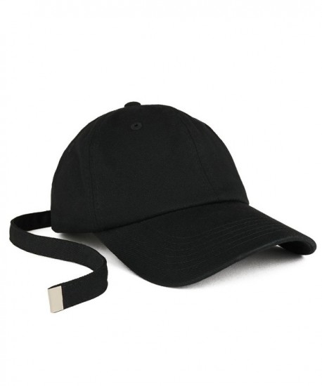 Trendy Apparel Shop Long Tail Strap Unstructured Adjustable Dad Hat - Black - CM186GCU82Y