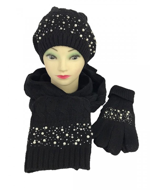 POLAR Series Wool blended Gift Sets Hat- Glove and Scarf- touchscreen friendly gloves - Black - CM183A26250