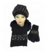 POLAR Series Wool blended Gift Sets Hat- Glove and Scarf- touchscreen friendly gloves - Black - CM183A26250