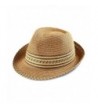 Access Headwear Men & Women's Summer Short Brim Straw Fedora Hat - Light Brown - CN182OXEKW7