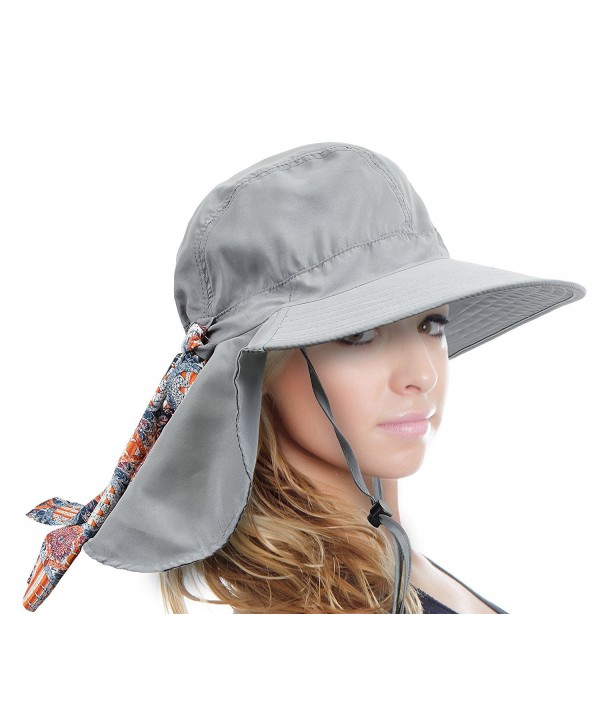 Sun Blocker Women's Safari Sun Hat with Neck Flap Large Brim Packable Summer Beach Fishing Cap - Grey - CO1889GRDCC