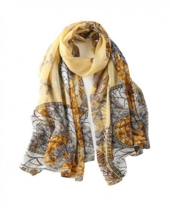 STORY OF SHANGHAI Womens 100% Mulberry Silk Head Scarf For Hair Ladies Floral Scarf - golden - CH182Y0EG5U