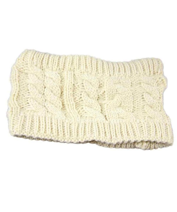 Perman Women Warm Winter Snow Hat Knit Headband Wool Hairband - Beige - C412NYQR2JO