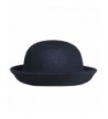 Lujuny Trendy Wool Bowler Hats For Women - Cute Derby Caps With Roll-up Brim For Girls Boys - Black - CV18658SWTW