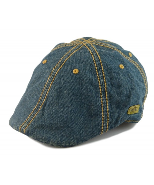 Mens Vintage Look 6pannel Duck Bill Curved Ivy Drivers Hat One Size-Elastic Band - Denim Blue - C812EYM94HB